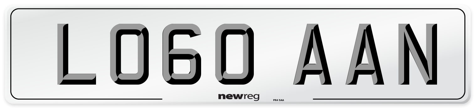 LO60 AAN Number Plate from New Reg